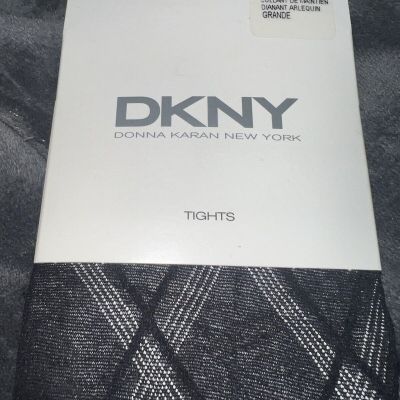 Donna Karan DKNY 0A604 HARLEQUIN DIAMOND Black Tights Pantyhose / TALL / Italy