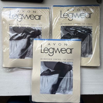 Avon Legwear Microfiber Control Top Tights Size B Dark Navy-Dark Brown-Ivory NEW