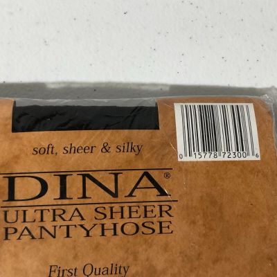 DINA Ultra Sheer Queen Size Pantyhose Black New Old Stock 150-220lbs 5' 10