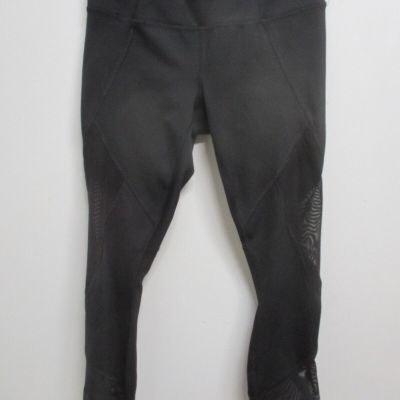 ATHLETA black stretch sheer detail capri cropped leggings yoga pants sz XS