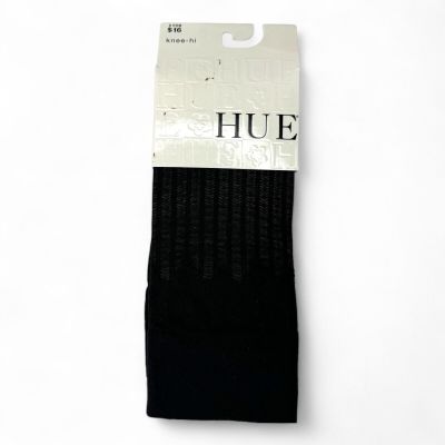 HUE Wavy Striped Black Knee Highs Womens One Size 1 Pair NEW