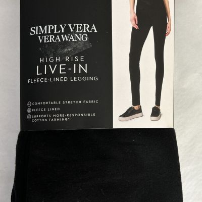 NEW !Simply Vera Wang Women's  Black High Rise / Fleece Lined Leggings - Sz 2X