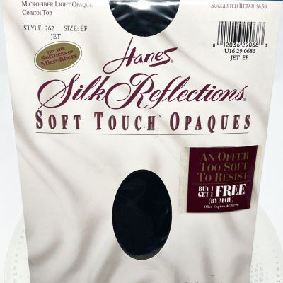 Hanes Silk Reflections Soft Touch Jet Black Size EF Control Top Style# 262 New!