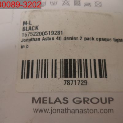 Jonathan Aston Women's Black 2 Pair 40 Denier Gloss Opaque Tights, B/C 7871729