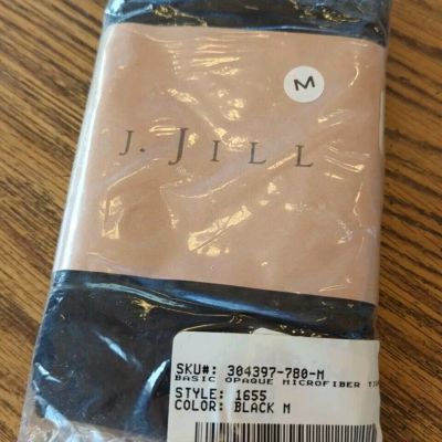New J. Jill Women Black Microfiber Tights M 5'4-5'7 - 130-160 Lbs Nylon Spandex