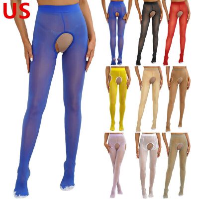 US Women's Shiny Sheer Pantyhose High Waist Tights Stockings Footed Underpants