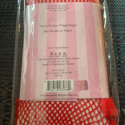 Womens Red Nylon Fishnet Thigh High Stockings Leg Avenue 9011 90-160#s