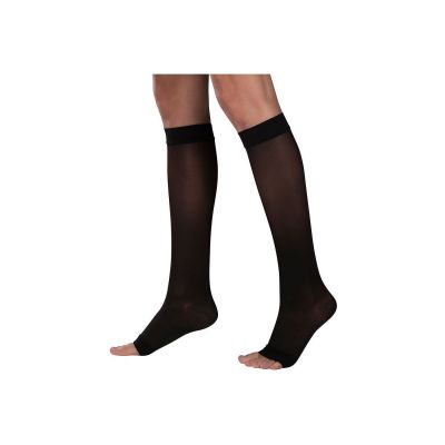 Truform Women's Stockings Knee High Sheer Open Toe: 15-20 mmHg M BLACK