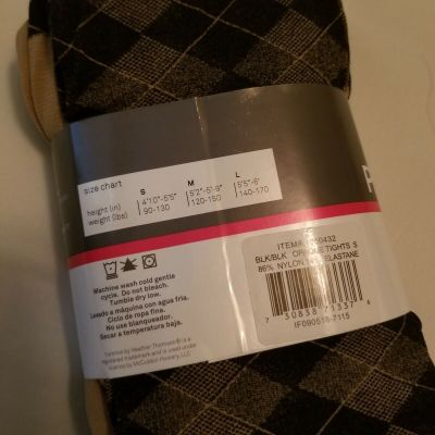 Women's Yummie Black & Check Opaque Tights By Heather Thomson 2-Pack Size Small
