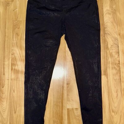 Athleta Chaturanga Black Metallic Crackle Leggings XL (yoga, exercise)