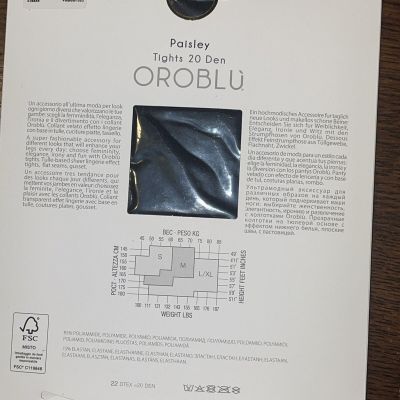 OROBLU Paisley Tights 20 Denier  Size M Black