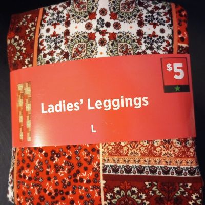 Ladies LARGE (12-14) Leggings Cute *Floral Pattern* Soft, Comfortable, Stretchy