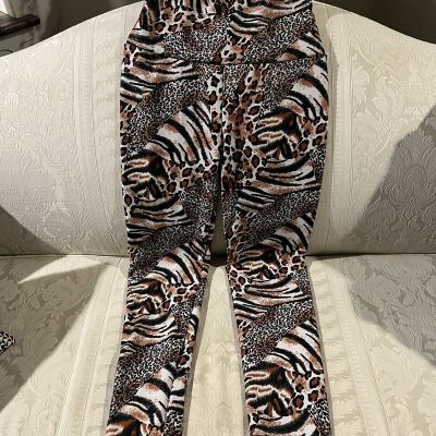El Style Lined Animal Print High Rise Leggings Size L/XL