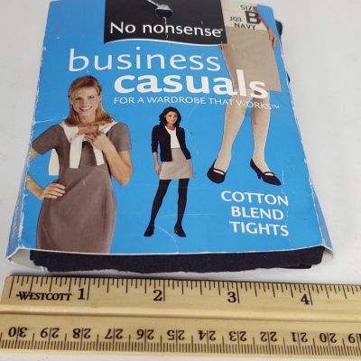 Navy Colored No Nonsense Business Casuals Cotton Blend Tights Womens Size B JQ3