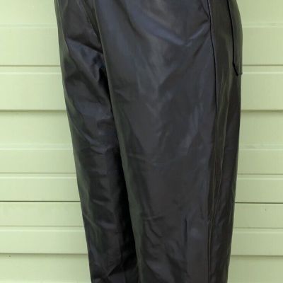 NEW ZARA BLACK FAUX LEATHER SLOUCHY PANTS HI RISE TAPERRED SIZE S WAIST 26 #5782