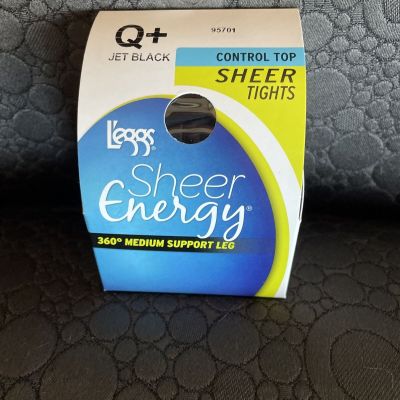 L'eggs Sheer Energy Control Top Sheer Tights Pantyhose NIB Jet Black 2014
