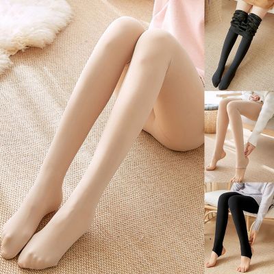 Women Plus Size Thicken Velets Seamless Warm Pants Bare Flesh Toned Tights