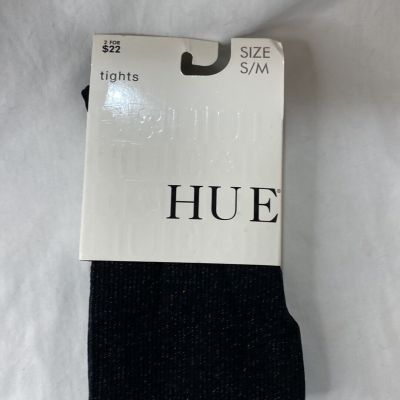 Hue Lurex Rib Tights w/ Control Top ~ Size S/M ~ Color Black
