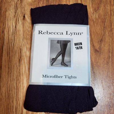 Vtge Rebecca Lynn Queen Size 1x-2x Navy Microfiber Tights