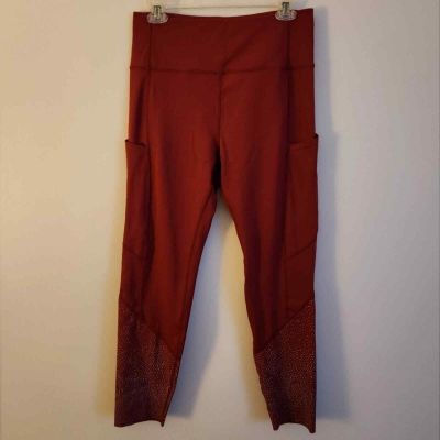 Zyia High Rise Red Dotted Cropped Pocket Leggings Size 14-16