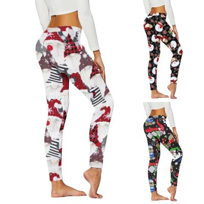 Pants For Women Fashion Christmas Pattern Stretch High Waist Floral Printed
