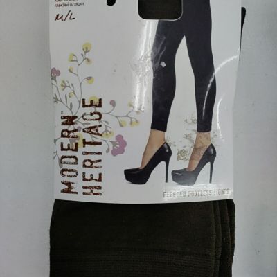 Women's Fleece Footless Tights, New, Modern Heritage, Brown, Size M/L