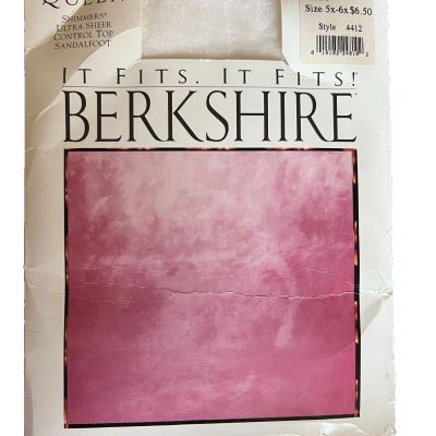 Queen Berkshire Shimmers Ultra Sheer Control Top Sandalfoot Pantyhose Sz 5x-6x