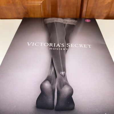 NEW Victorias Secret Hosiery Lace Top Crystal Heart Thigh Highs Large / Pink