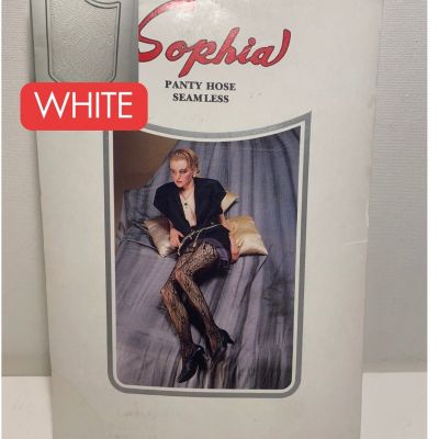 Vintage Sophia White Nylon Fishnet Stockings One Size Fits 5’ - 5’10 New