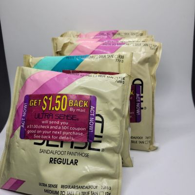 6 packs ~ 6 tot ~ No Nonsense ~ Pantyhose ~ sandal foot~ regular ~ NOS