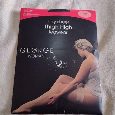 GEORGE Woman Silky Sheer Thigh High Leg wear Stockings New Size 2X Black
