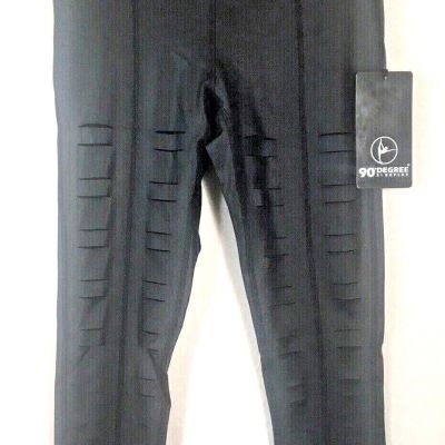 90 Degree by Reflex Women's Small BLACK CIRE CW67430 Vented Slash Leggings NEW
