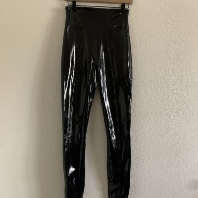 Spanx Faux Patent Leather Tall Small Leggings Classic - Black 20301R High-Rise