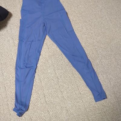 Oalka Women Pants Workout Running Leggings Blue Size Xs