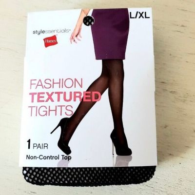 New Retro Hanes Style Essentials Fashion Textured Tights Black L/XL
