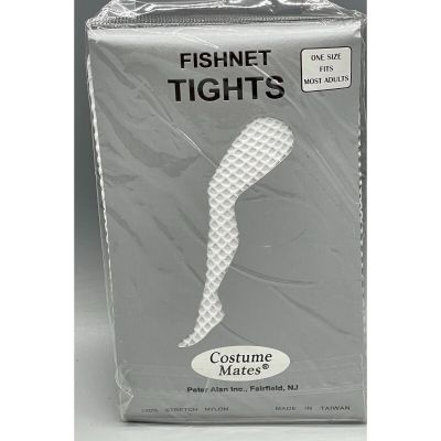 costume mates fishnet tights white stretch nylon one size fits adults READ new