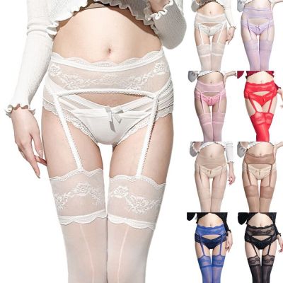 Sexy and Seductive Lace Oil Shiny Stockings with Garter Belt for Women