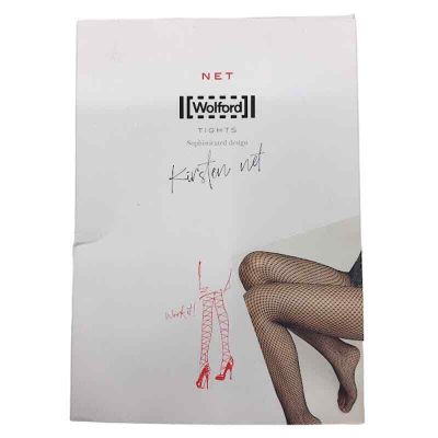 Wolford Kirsten Net Tights S Matte Look Wide Waistband Logo Black Iconic Black