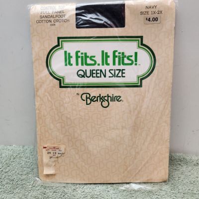 Berkshire 4406 Queen Size Control Top Full Panel Sandalfoot Navy 1x-2x