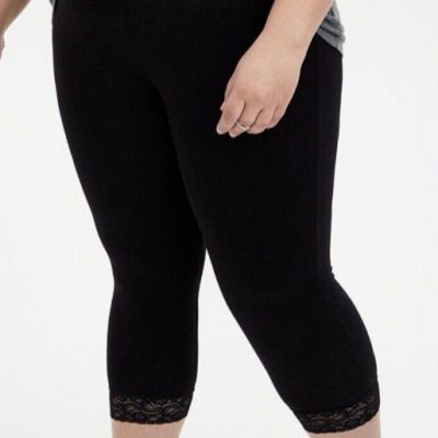 Torrid Black Lace Trimmed Capri Leggings Plus Size 3X