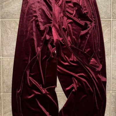 Fashion Nova RARE Sexy Palazzo Waist Tie Maroon Burgundy Velour Pants Plus 2X 2
