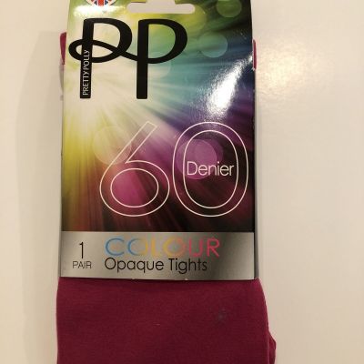 UK brand Pretty Polly Colour Opaque tights Size Large RARE Colour Raspberry