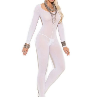 Opaque Bodystocking Womens OS Long Sleeve Black Nude or White Body Stocking