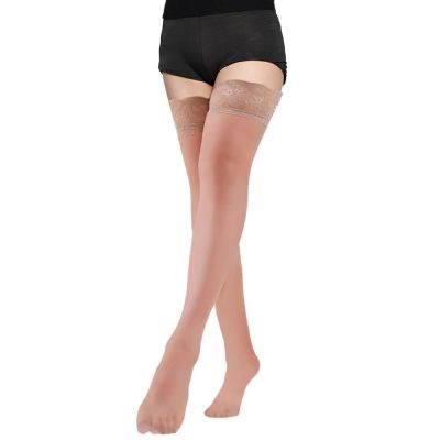 Silk Thigh High Stockings Transparent Patchwork Over Knee  Woman