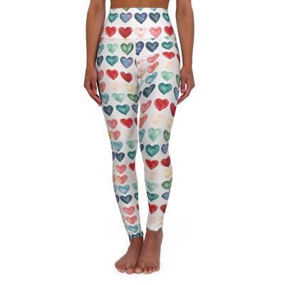 Leggings,Watercolor Hearts ,High Waisted, Yoga Pants, Workout, Gym, Plus size
