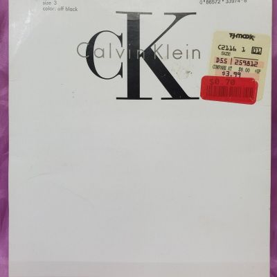 CK Calvin Klein Women's Silken Sheer Pantyhose Control Top Off Black Size 3 NOS