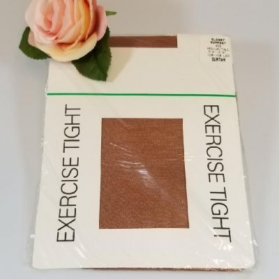 Vintage EXERCISE TIGHT Glossy Dance Tights Pantyhose Suntan 80' New Old Stock