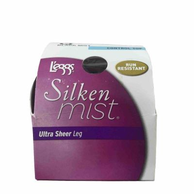 Leggs Silken Mist Control Top Ultra Sheer Leg BLACK MIST Size Q Run Resistant