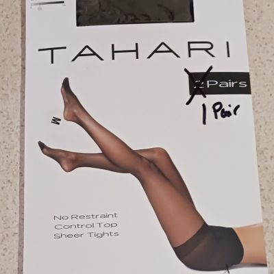 Tahari Pantyhose Size Extra Large Black Control Top Sheer  Tights