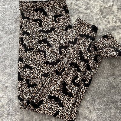 NWT Leggings Leopard Print with Bats Nylon Spandex Halloween Plus Size 3X